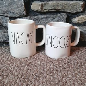 Bundle of 2 Rae Dunn coffee mugs VACAY  SNOOZE
